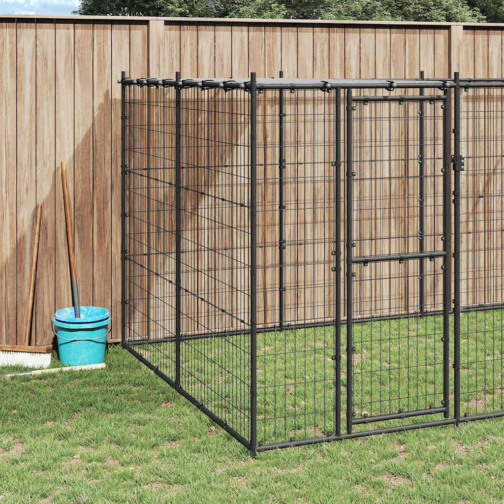 Outdoor Dog Kennel Steel with Roof 26.62 m²
