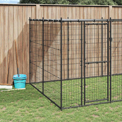 Outdoor Dog Kennel Steel with Roof 26.62 m²