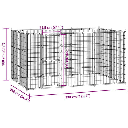 Outdoor Dog Kennel Steel 7.26 m²