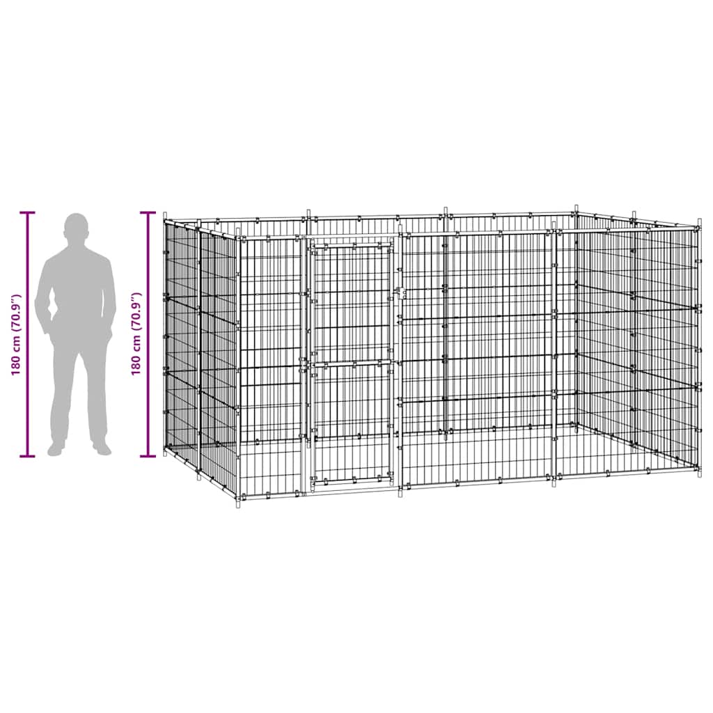 Outdoor Dog Kennel Steel 7.26 m²