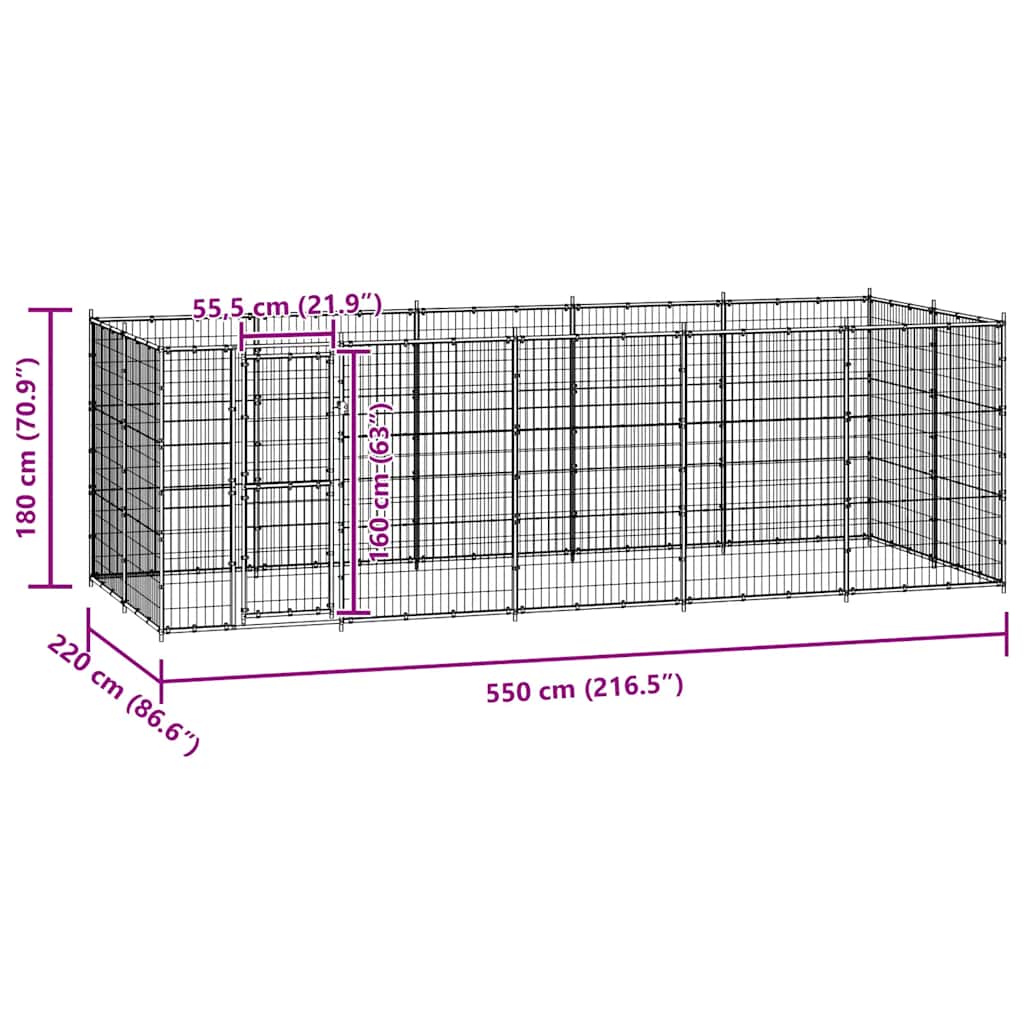 Outdoor Dog Kennel Steel 12.1 m²