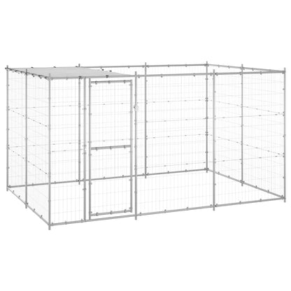 Outdoor Dog Kennel Galvanised Steel with Roof 7.26 m²