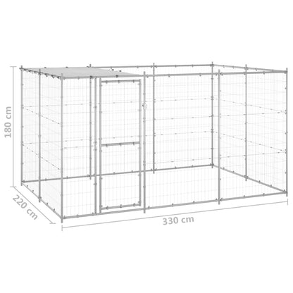 Outdoor Dog Kennel Galvanised Steel with Roof 7.26 m²