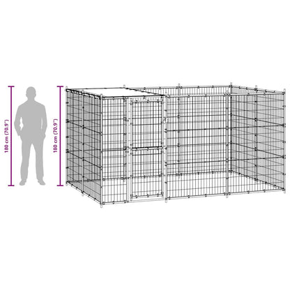 Outdoor Dog Kennel Galvanised Steel with Roof 7.26 m²