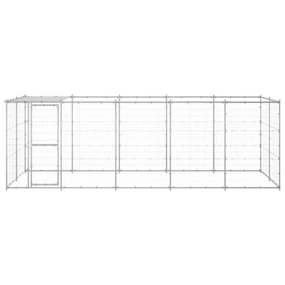 Outdoor Dog Kennel Galvanised Steel with Roof 12.1 m²
