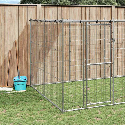 Outdoor Dog Kennel Galvanised Steel with Roof 12.1 m²