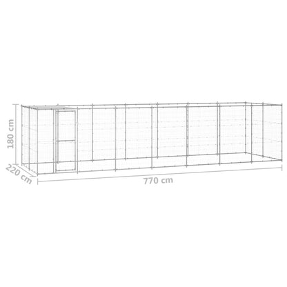 Outdoor Dog Kennel Galvanised Steel with Roof 16.94 m²