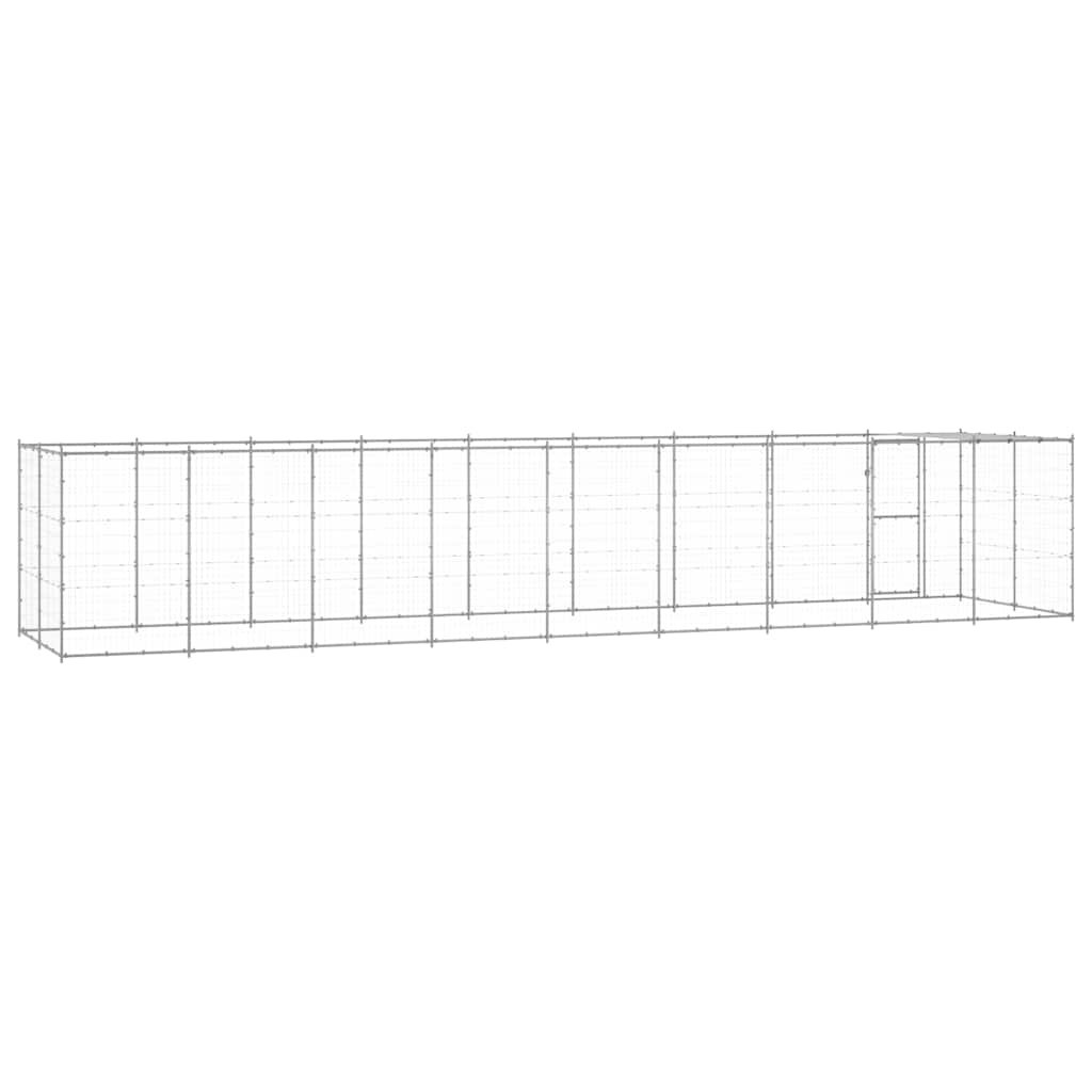Outdoor Dog Kennel Galvanised Steel with Roof 21.78 m²