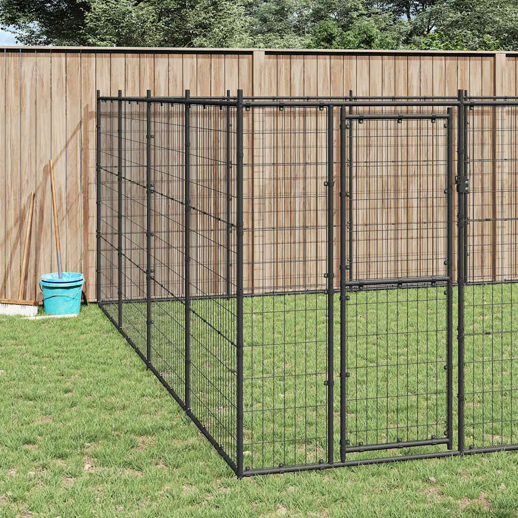 Outdoor Dog Kennel Steel 33.88 m²