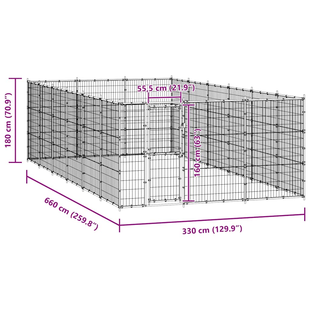 Outdoor Dog Kennel Steel 21.78 m²