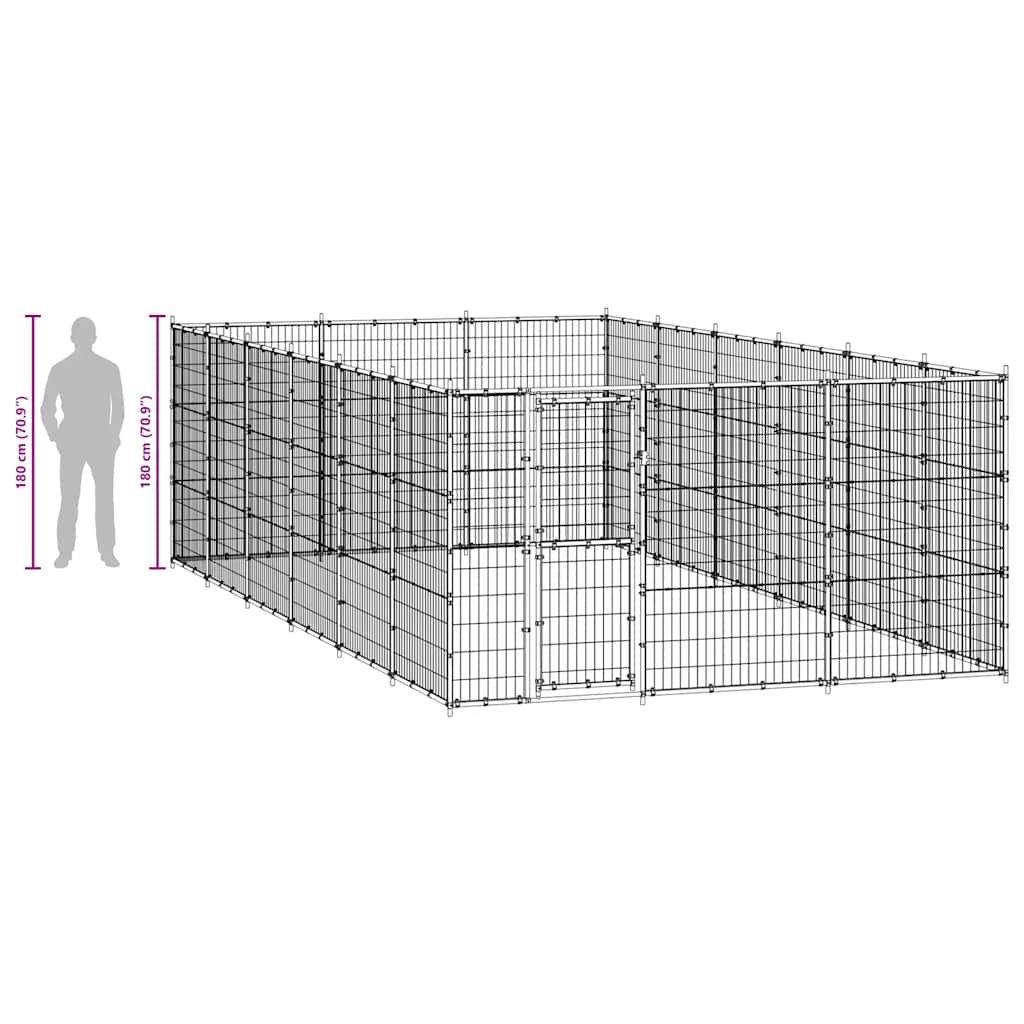Outdoor Dog Kennel Steel 21.78 m²