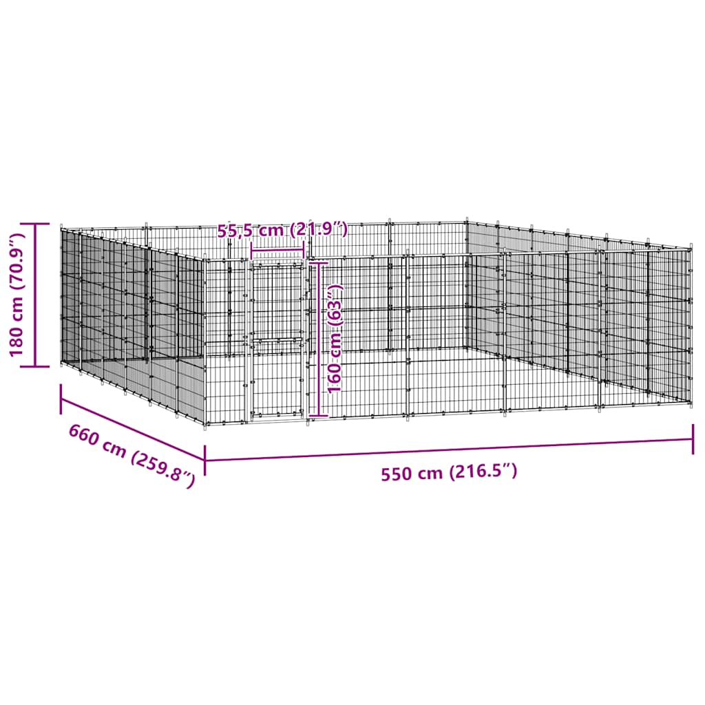Outdoor Dog Kennel Steel 36.3 m²