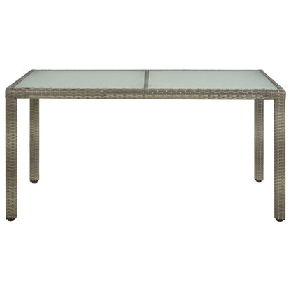 Garden Table 150x90x75 cm Tempered Glass and Poly Rattan Grey