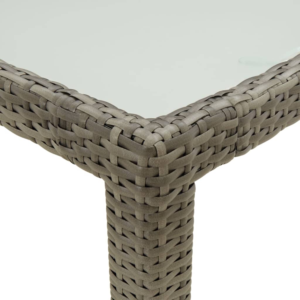 Garden Table 150x90x75 cm Tempered Glass and Poly Rattan Grey