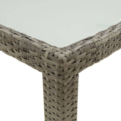 Garden Table 150x90x75 cm Tempered Glass and Poly Rattan Grey