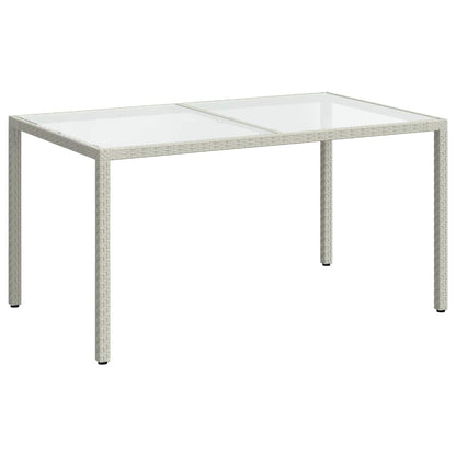 Garden Table 150x90x75 cm Tempered Glass and Poly Rattan White