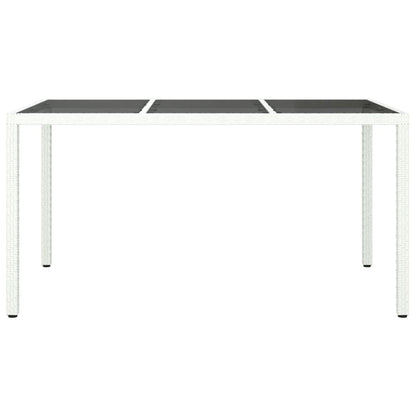 Garden Table 150x90x75 cm Tempered Glass and Poly Rattan White
