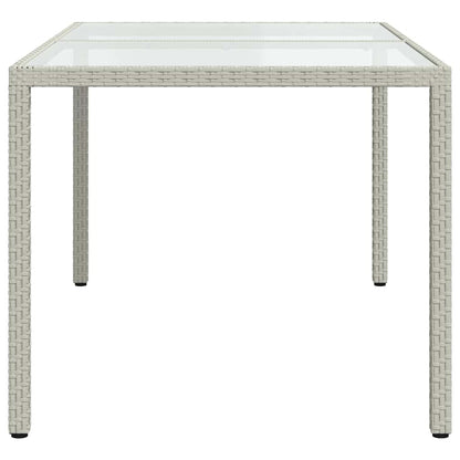 Garden Table 150x90x75 cm Tempered Glass and Poly Rattan White