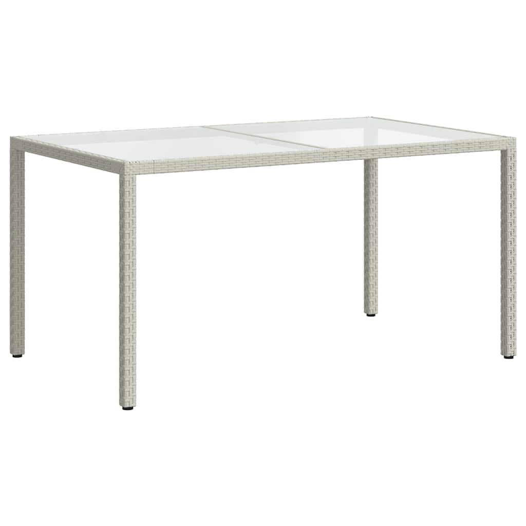 Garden Table 150x90x75 cm Tempered Glass and Poly Rattan White