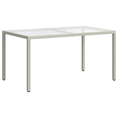 Garden Table 150x90x75 cm Tempered Glass and Poly Rattan White