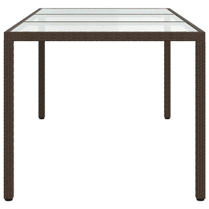Garden Table Brown 190x90x75 cm Tempered Glass and Poly Rattan