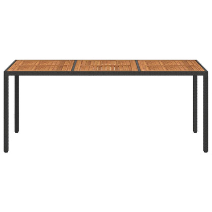 Garden Table 190x90x75 cm Poly Rattan and Acacia Wood Black