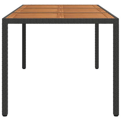 Garden Table 190x90x75 cm Poly Rattan and Acacia Wood Black