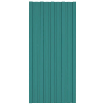 Roof Panels 12 pcs Galvanised Steel Green 100x45 cm