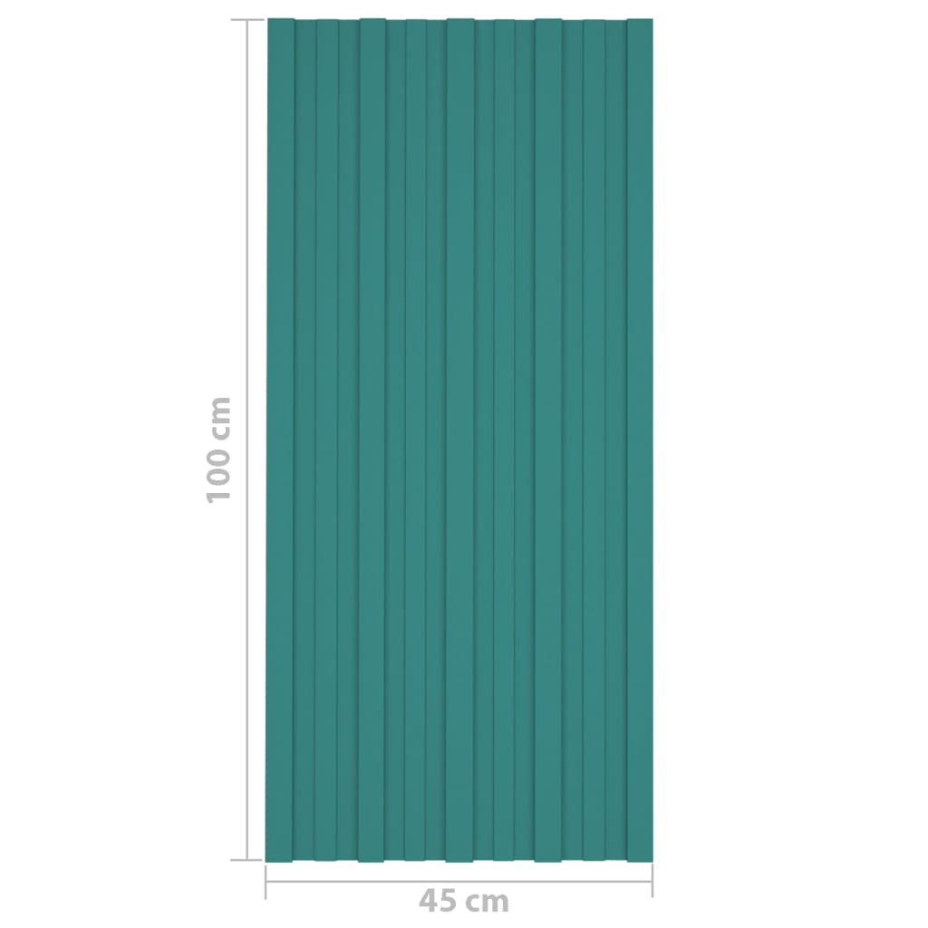 Roof Panels 12 pcs Galvanised Steel Green 100x45 cm