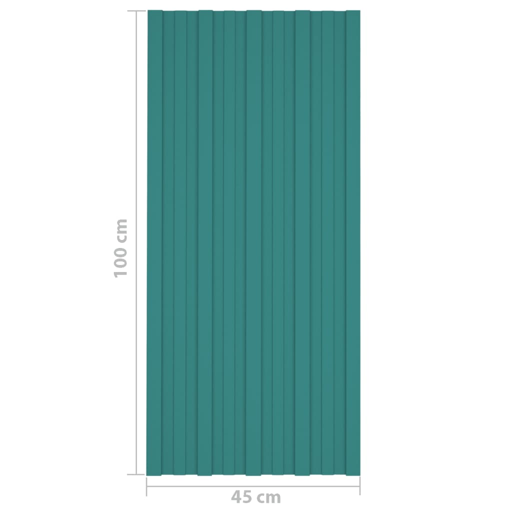 Roof Panels 36 pcs Galvanised Steel Green 100x45 cm