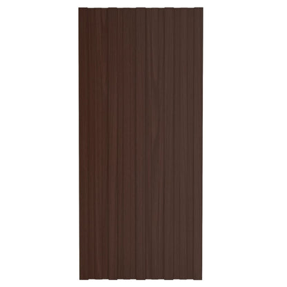 Roof Panels 36 pcs Galvanised Steel Brown 100x45 cm
