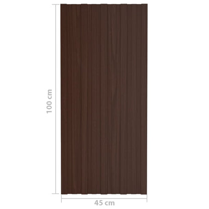 Roof Panels 36 pcs Galvanised Steel Brown 100x45 cm