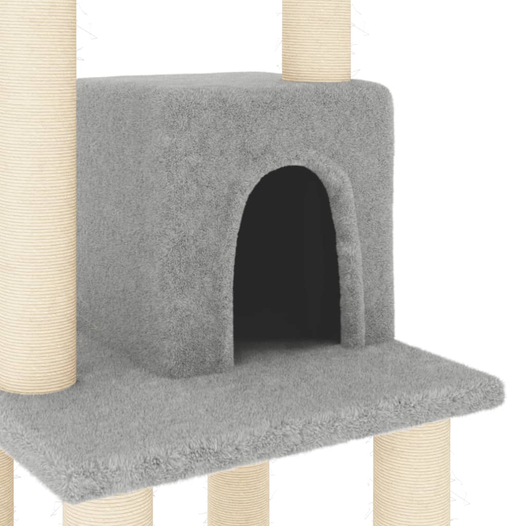 Cat Tree with Sisal Scratching Posts Light Grey 105 cm