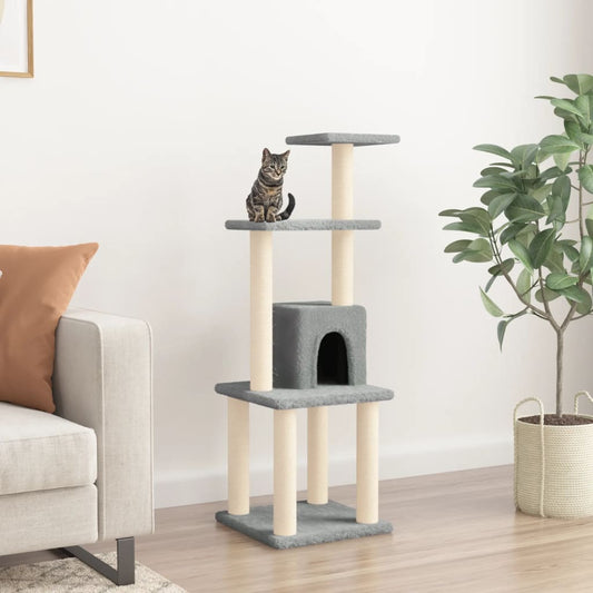 Cat Tree with Sisal Scratching Posts Light Grey 105 cm