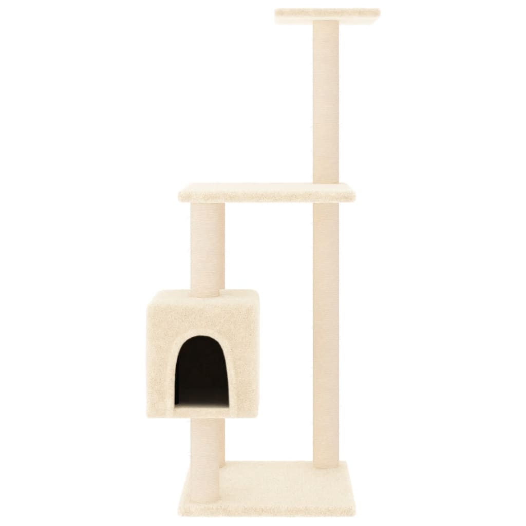 Cat Tree with Sisal Scratching Posts Cream 104 cm