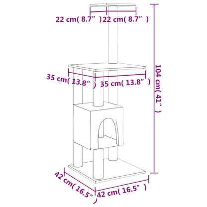 Cat Tree with Sisal Scratching Posts Cream 104 cm