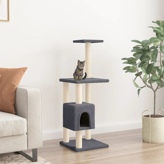 Cat Tree with Sisal Scratching Posts Dark Grey 104 cm