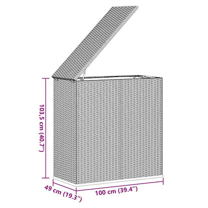 Garden Cushion Box PE Rattan 100x49x103.5 cm Grey