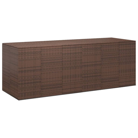 Garden Cushion Box PE Rattan 291x100.5x104 cm Brown