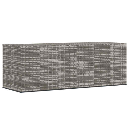 Garden Cushion Box PE Rattan 291x100.5x104 cm Grey