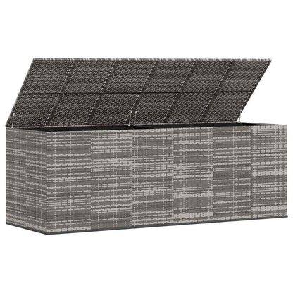 Garden Cushion Box PE Rattan 291x100.5x104 cm Grey