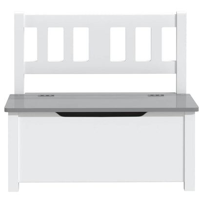Children Storage Bench White and Grey 60x30x55 cm MDF