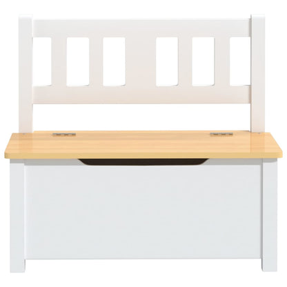 Children Storage Bench White and Beige 60x30x55 cm MDF