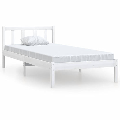 Bed Frame without Mattress White Solid Wood Small Single