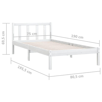 Bed Frame without Mattress White Solid Wood Small Single