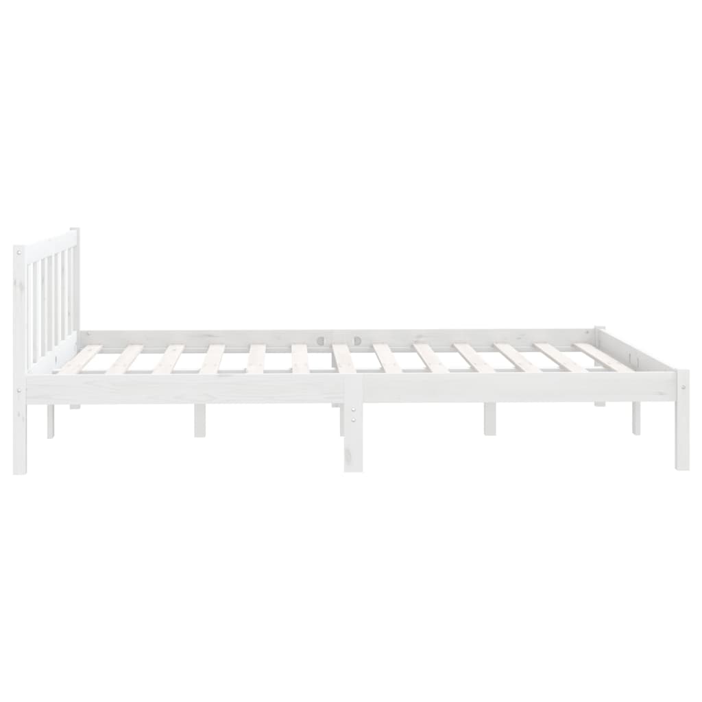 Bed Frame without Mattress White Solid Wood Double