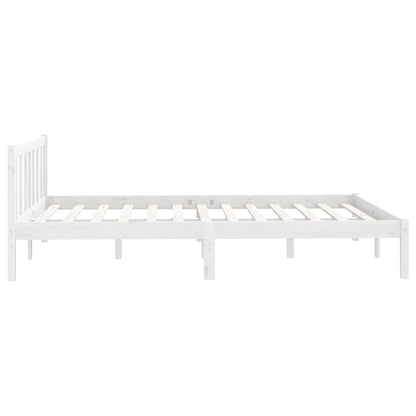 Bed Frame without Mattress White Solid Wood Double