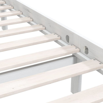 Bed Frame without Mattress White Solid Wood Double