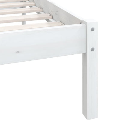 Bed Frame without Mattress White Solid Wood Double