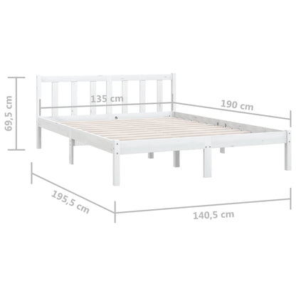 Bed Frame without Mattress White Solid Wood Double